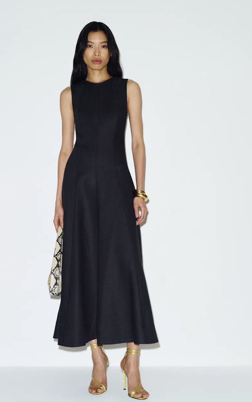 Reformation Cecilia Linen Dress Women’s Size 6 Black
